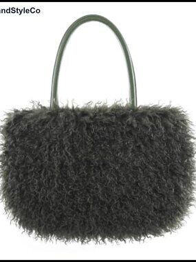 Faux Fur Tote Bag Fuzzy Curly Top Handle Shoulder Purse Large Plush Handbag
